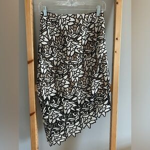 Keepsake the Label True Love Asymmetrical Skirt Black & White Floral Lace Sz XS